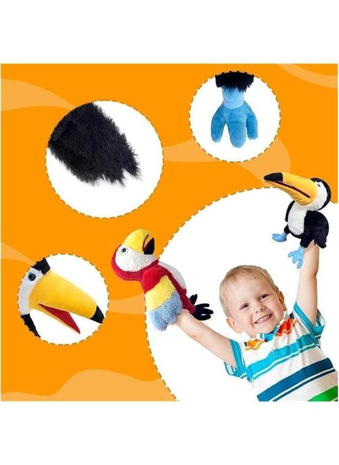 Puppet Toucan Hand Puppet,13.8 Animal Puppets Stuffed for Kids with Movable Mouth,Puppet Plush Multi-Color Toys Bird Role Play Teaching(Big Black)