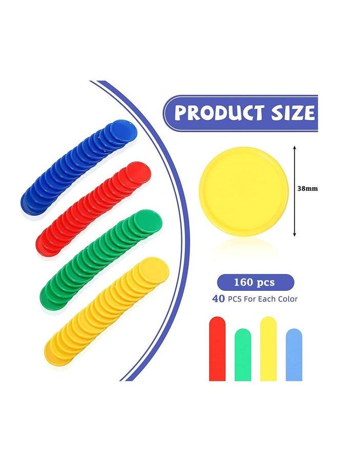 Round Chips Learning Toys 160 Pcs/Set 4 Color Counting Numbers Teaching for Crafts Decoration Plastic Math