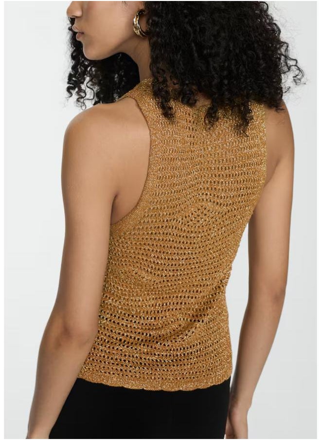 Openwork Knitted Lurex Top