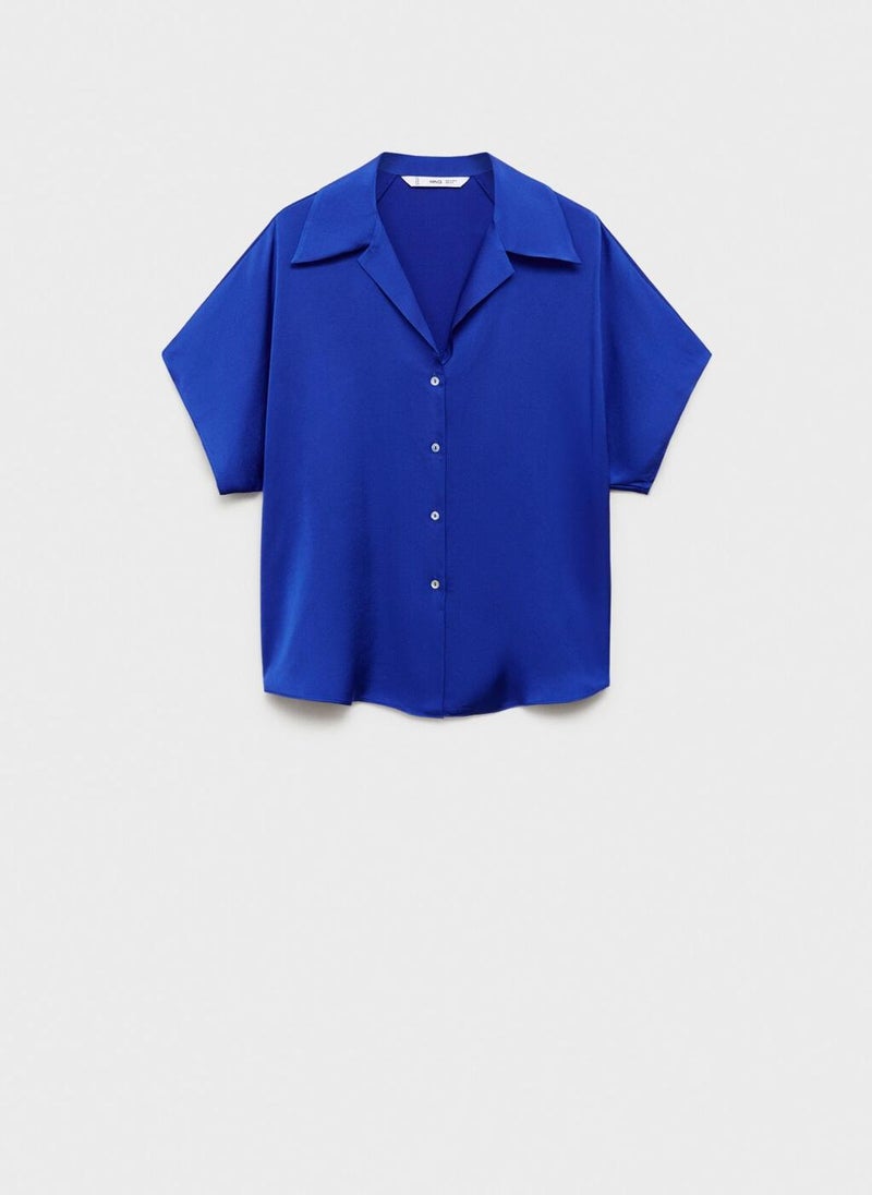 Short-Sleeved Satin Shirt