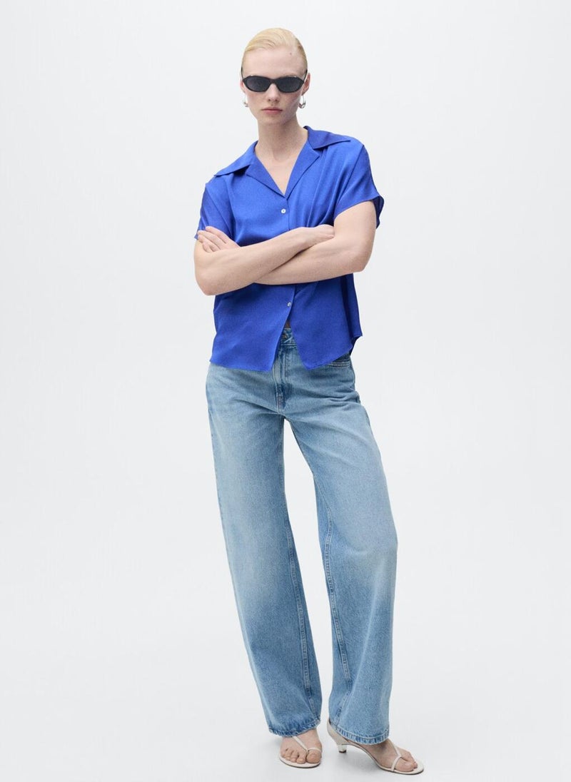 Short-Sleeved Satin Shirt