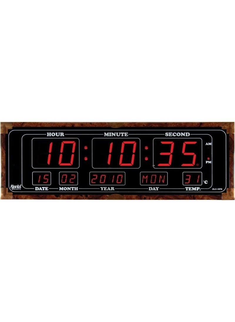 Ajanta Rectangle Glass Digital Wall Clock (68.5 cm x 24 cm x 3.9 cm, Black, OLC-1070)