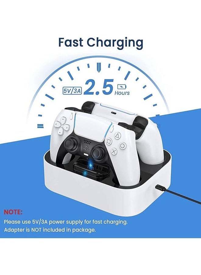 PS5 Charging Station, PS5 Controller Fast Charging Dock with Safety Chip Protection & LED Indicator, Dual Controller Chargering Station for Playstation 5 Console