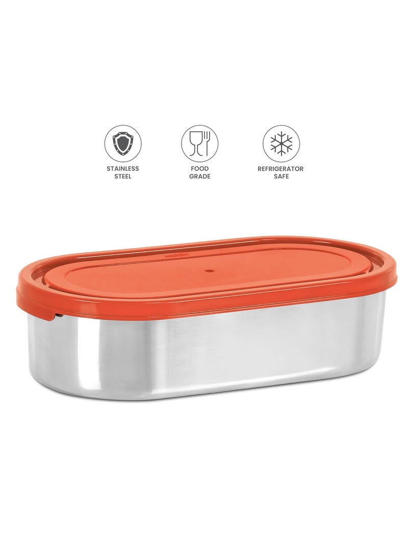 MILTON Steel Slider Stainless Steel Container, 450 ml, Red | Tiffin| Food Grade