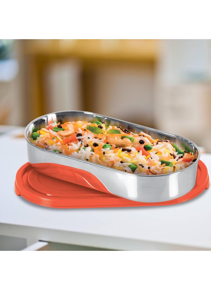 MILTON Steel Slider Stainless Steel Container, 450 ml, Red | Tiffin| Food Grade