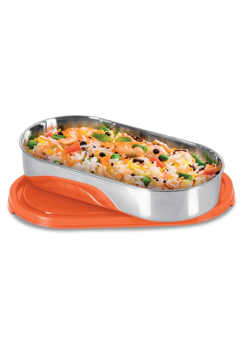 MILTON Steel Slider Stainless Steel Container, 450 ml, Red | Tiffin| Food Grade