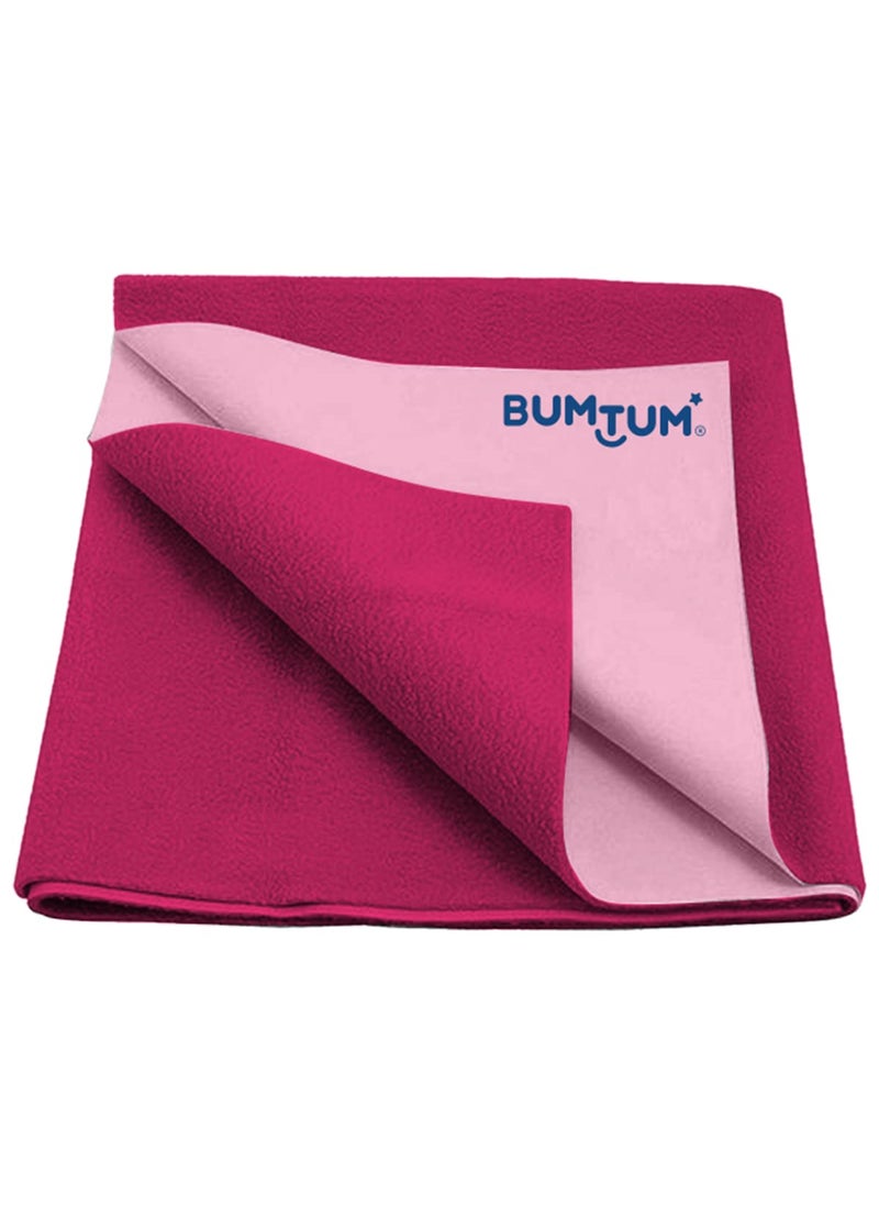 Bumtum Dry Sheet Instadry Leakproof Baby Bed Protector | Large Size 100 * 140cm | Pack of 1 | Hot Pink, Polycotton