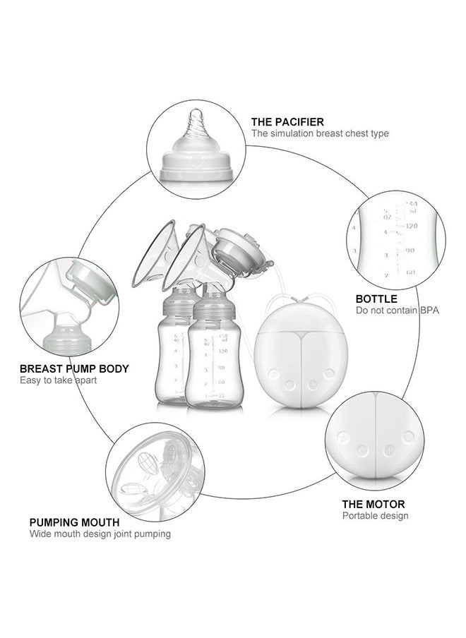 2-Piece Portable Double Electric Breastfeeding Breast Pump With Baby Bottles