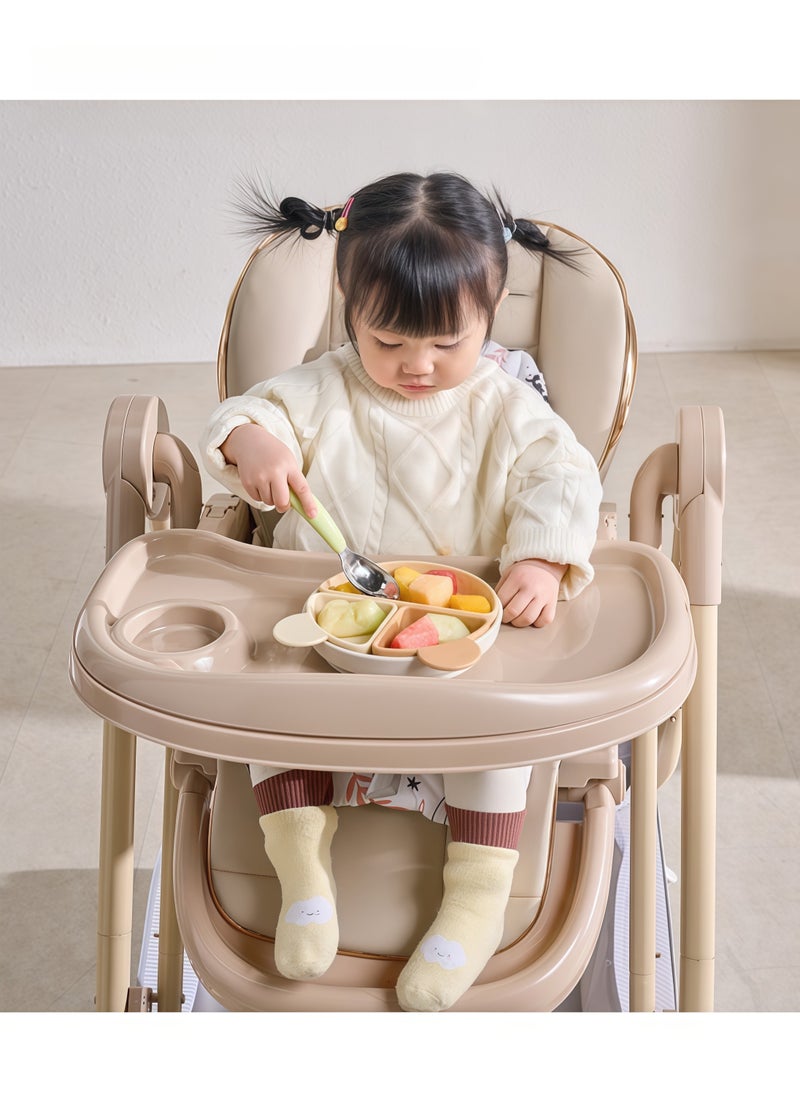 3-in-1 Multifunctional Foldable Home Portable Baby Dining Seat Chair, Safe Baby Feeding Chair with Wheels, Adjustable Dining Chair Height