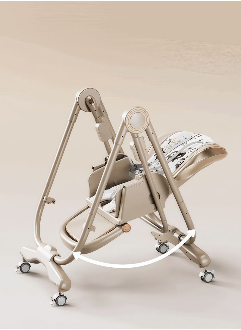 3-in-1 Multifunctional Foldable Home Portable Baby Dining Seat Chair, Safe Baby Feeding Chair with Wheels, Adjustable Dining Chair Height
