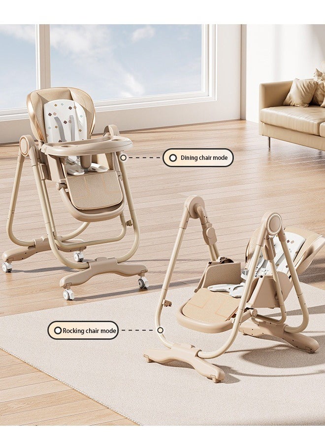 3-in-1 Multifunctional Foldable Home Portable Baby Dining Seat Chair, Safe Baby Feeding Chair with Wheels, Adjustable Dining Chair Height