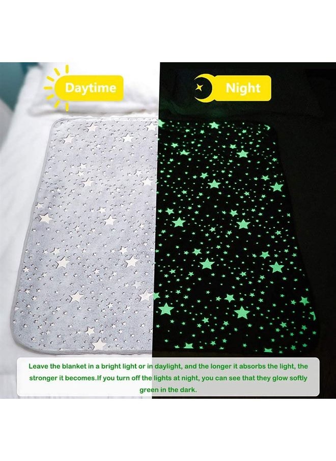 Warm and Cosy Glow In The Dark Blanket Cotton Grey 127 x 152cm