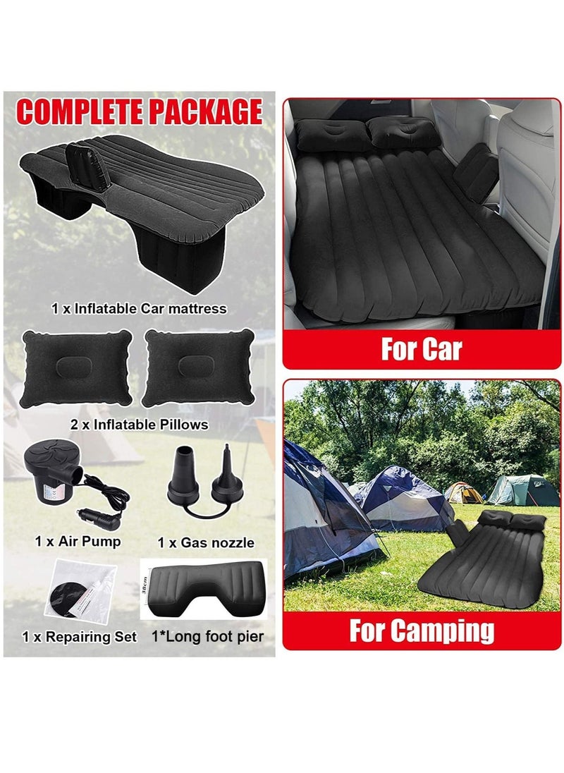 House Car Air Mattress, Removable Black Backseat Air Bed with Air-Pump, Portable Car Travel Bed with Pillows Fits Most Car Models for Travel, Hiking, Camping, Trip & Outdoor Activities