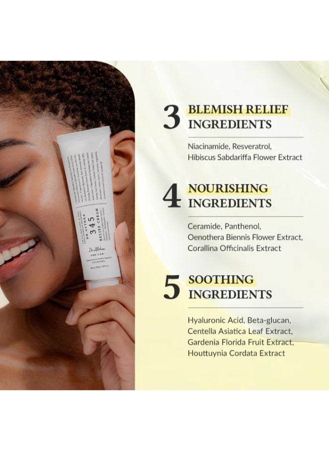 345 Relief Cream Daily Face Moisturizer Blemish Relief Care Soothing Recovery & Moisture with Niacinamide, Panthenol Korean Vegan Skin Care for All Skin Types 1.7 Fl Oz - Pack of 2