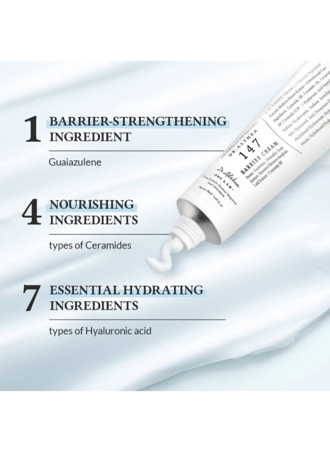 Dr.Althea 147 Barrier Cream Daily Skin Barrier Repair Care Deep Hydrating with Hyaluronic Acid & Ceramides Korean Vegan Skincare for All Skin Types 1.7 Fl Oz