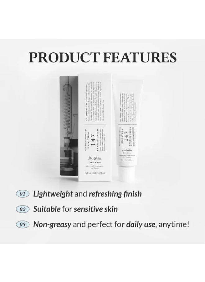 Dr.Althea 147 Barrier Cream Daily Skin Barrier Repair Care Deep Hydrating with Hyaluronic Acid & Ceramides Korean Vegan Skincare for All Skin Types 1.7 Fl Oz