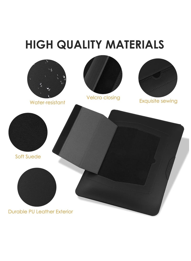 Laptop Sleeve Case Leather Bag,  Compatible with MacBook Air 13.3''/13.6'' M1 M2/MacBook Pro 13 2022-2016/Dell XPS 13/Surface Pro X/8/7 /6/5/Surface, (13.5 Inch, Black)