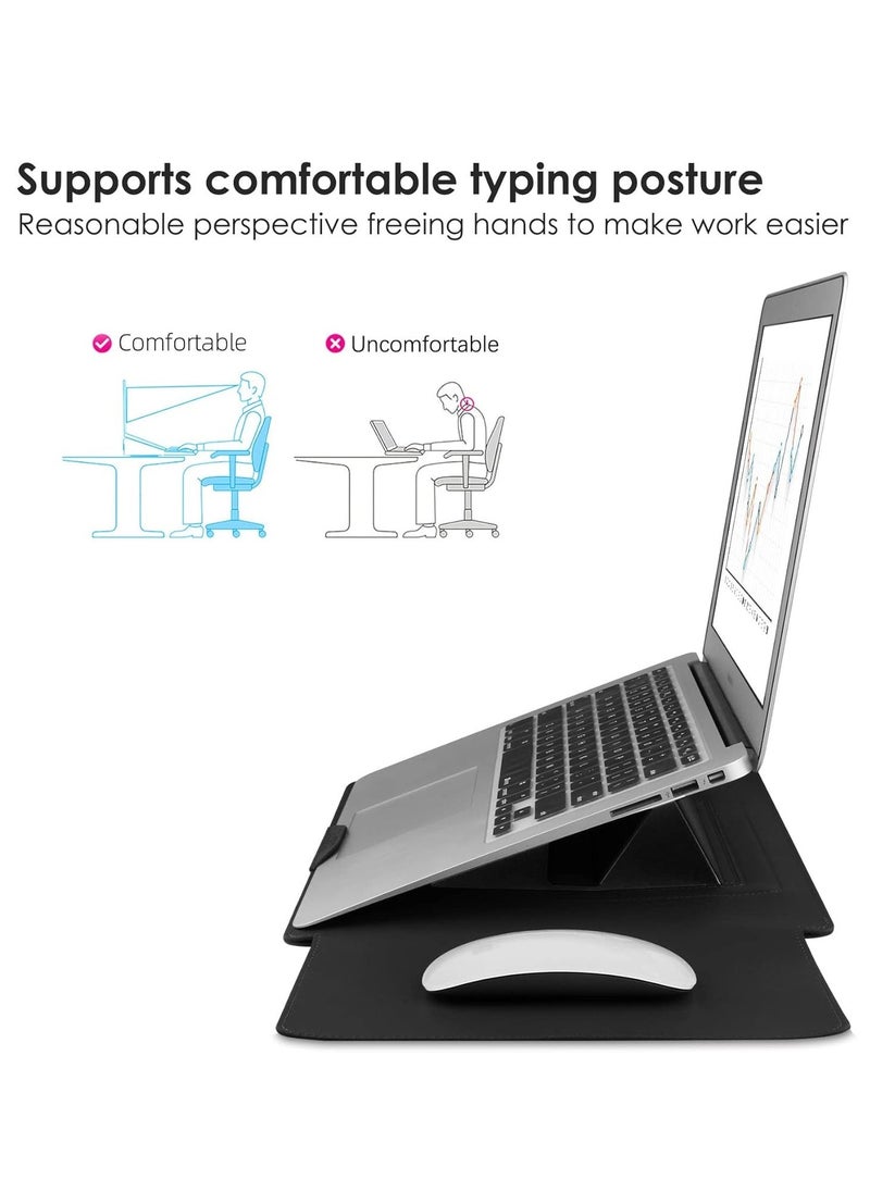 Laptop Sleeve Case Leather Bag,  Compatible with MacBook Air 13.3''/13.6'' M1 M2/MacBook Pro 13 2022-2016/Dell XPS 13/Surface Pro X/8/7 /6/5/Surface, (13.5 Inch, Black)