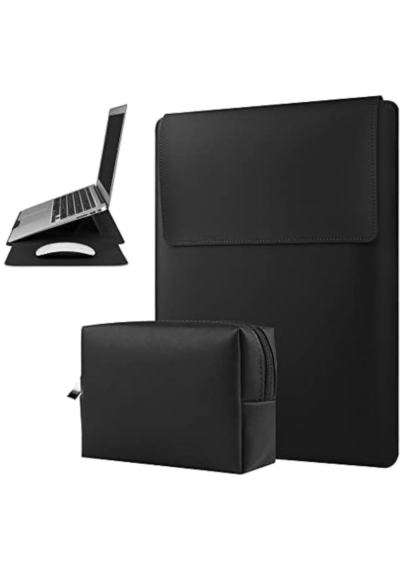 Laptop Sleeve Case Leather Bag,  Compatible with MacBook Air 13.3''/13.6'' M1 M2/MacBook Pro 13 2022-2016/Dell XPS 13/Surface Pro X/8/7 /6/5/Surface, (13.5 Inch, Black)