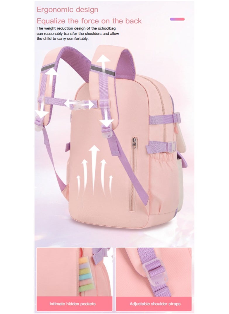 Girl backpack large capacity personalized waterproof backpack, lumbar support lightweight load-bearing wear-resistant travel backpack, dual strap backpack for girls, children, elementary school students backpack