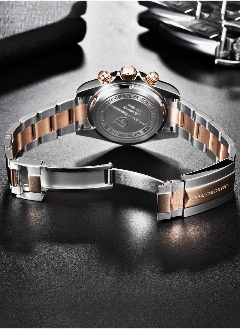 Luxury Men's Quartz Watches, Imported Movement, 40MM Stainless Steel Frame, Synthetic Sapphire Glass Watch Window, Chronograph Dial, Shoulder Guard Crown, PD1644