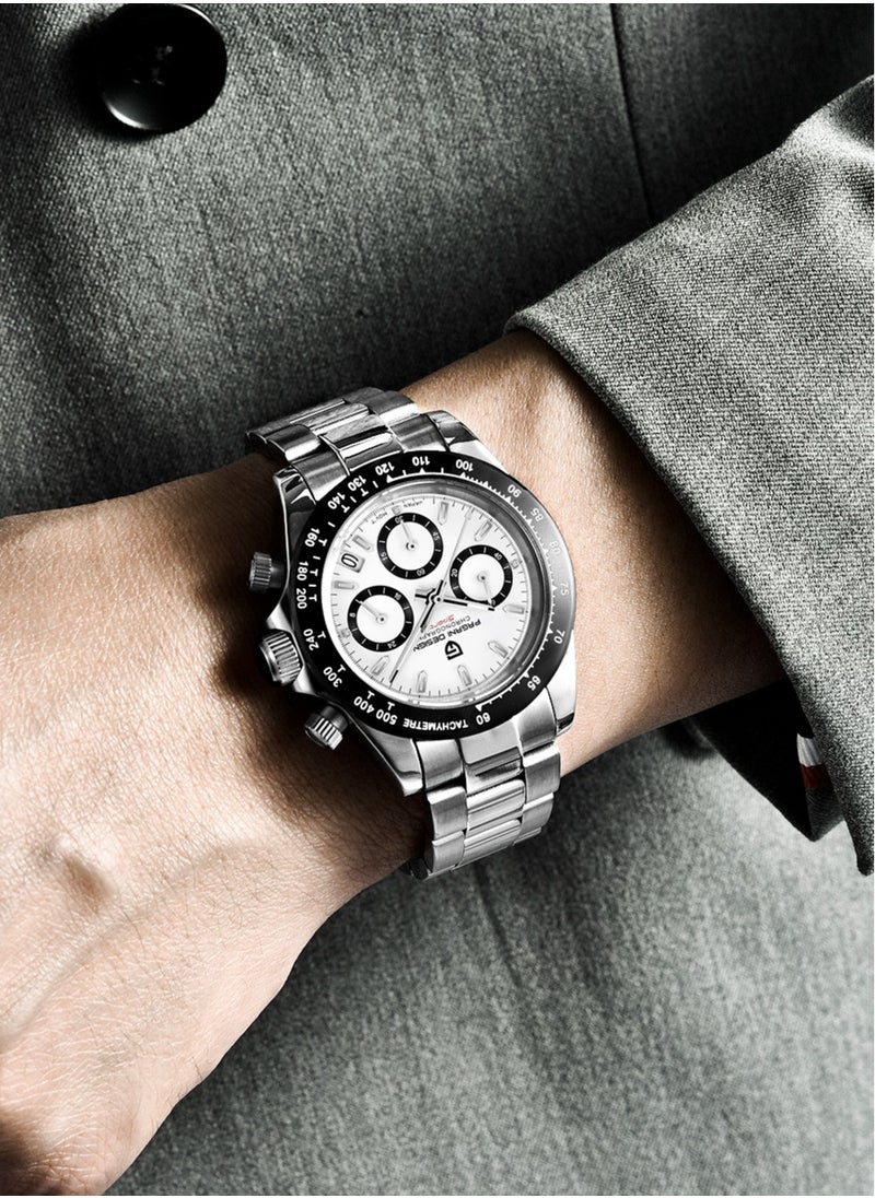 Luxury Men's Quartz Watches, Imported Movement, 40MM Stainless Steel Frame, Synthetic Sapphire Glass Watch Window, Chronograph Dial, Shoulder Guard Crown, PD1644