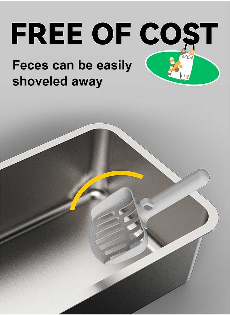 Large Stainless Steel Cat Litter Box Cats Toilet Metal Kitten Litter Pan Metal Litter Pan with Cat Litter Scoop 5010-10