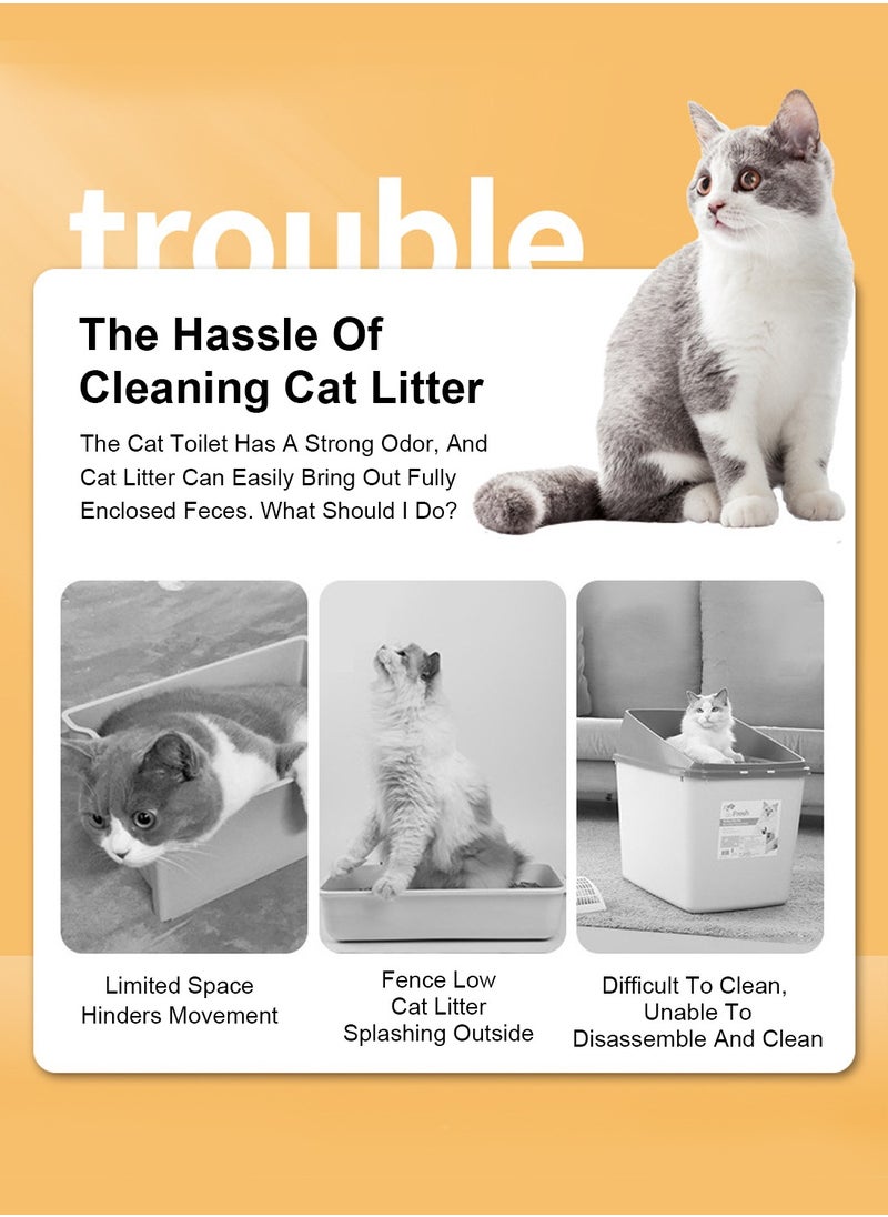 Enclosed Cat Litter Pan Cat Cleaning Products Folding Odor Blocking Splash Resistant Cat Litter Pan Litter Scoop Included