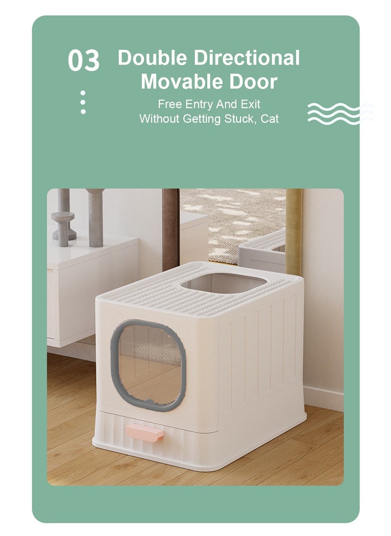 Enclosed Cat Litter Pan Cat Cleaning Products Folding Odor Blocking Splash Resistant Cat Litter Pan Litter Scoop Included