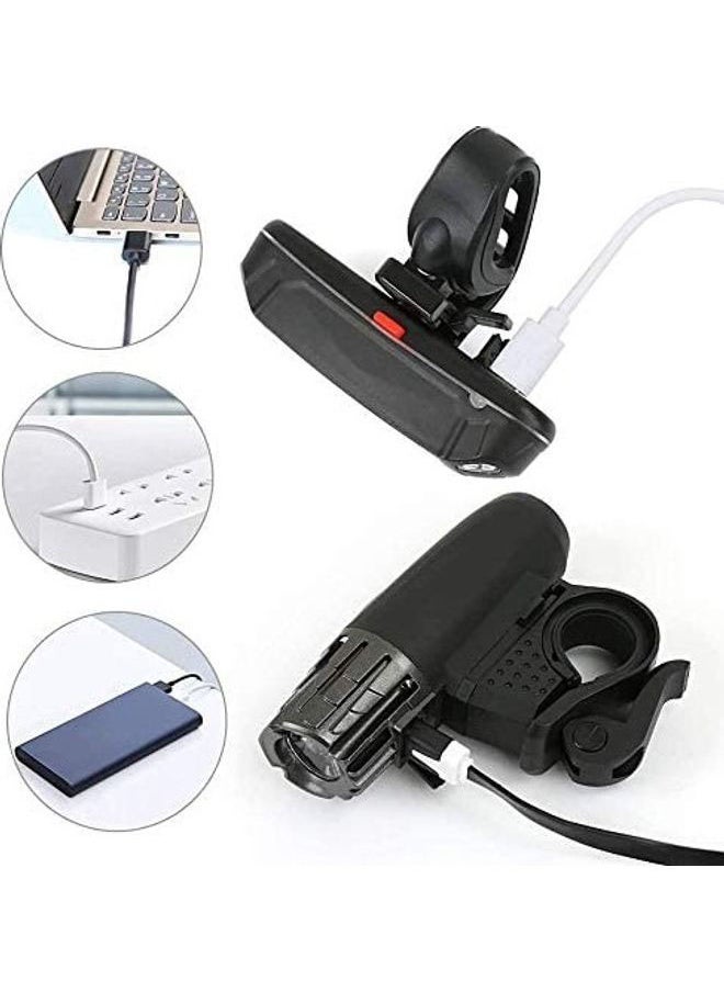Bike Lights, USB Rechargeable Bike Lights Set, Cycle Lights with 4 Modes, IP65 Waterproof Bicycle Lights, 1 Headlight and 2 Taillights, Easy to Fit 11.2 x 8 x 5.8cm 11.2 x 8 x 5.8cm