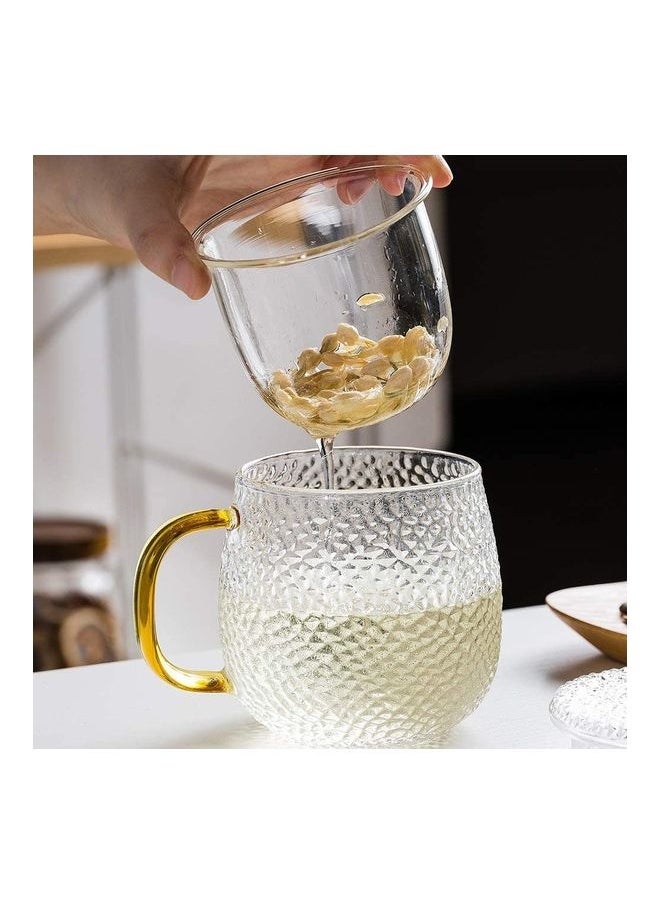 Infuser Tea Cup With Glass Strainer And Lid Clear/Gold 3.54x1.77inch