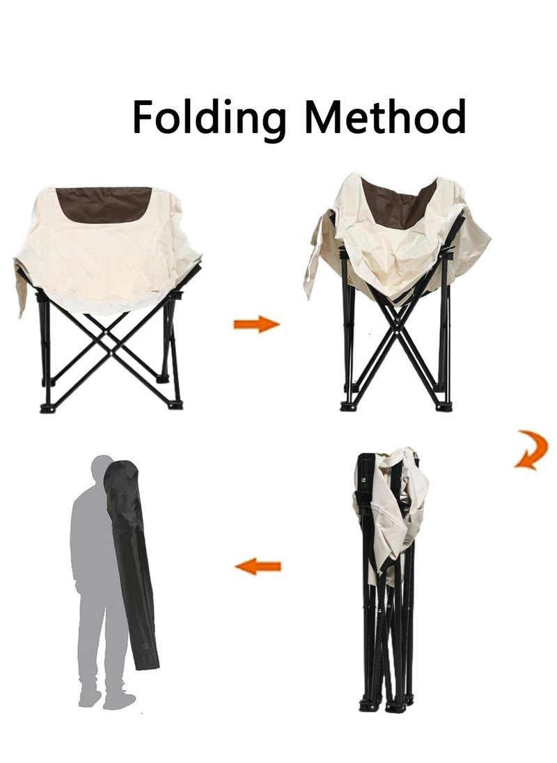 Portable Folding Chair, Outdoor Picnic Chair with Storage Bag, Camping Recliner for Travel Camping Fishing(White)