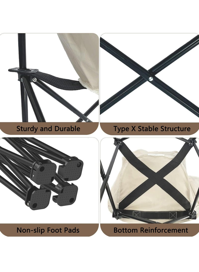 Portable Folding Chair, Outdoor Picnic Chair with Storage Bag, Camping Recliner for Travel Camping Fishing(White)