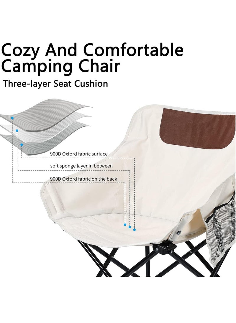 Portable Folding Chair, Outdoor Picnic Chair with Storage Bag, Camping Recliner for Travel Camping Fishing(White)