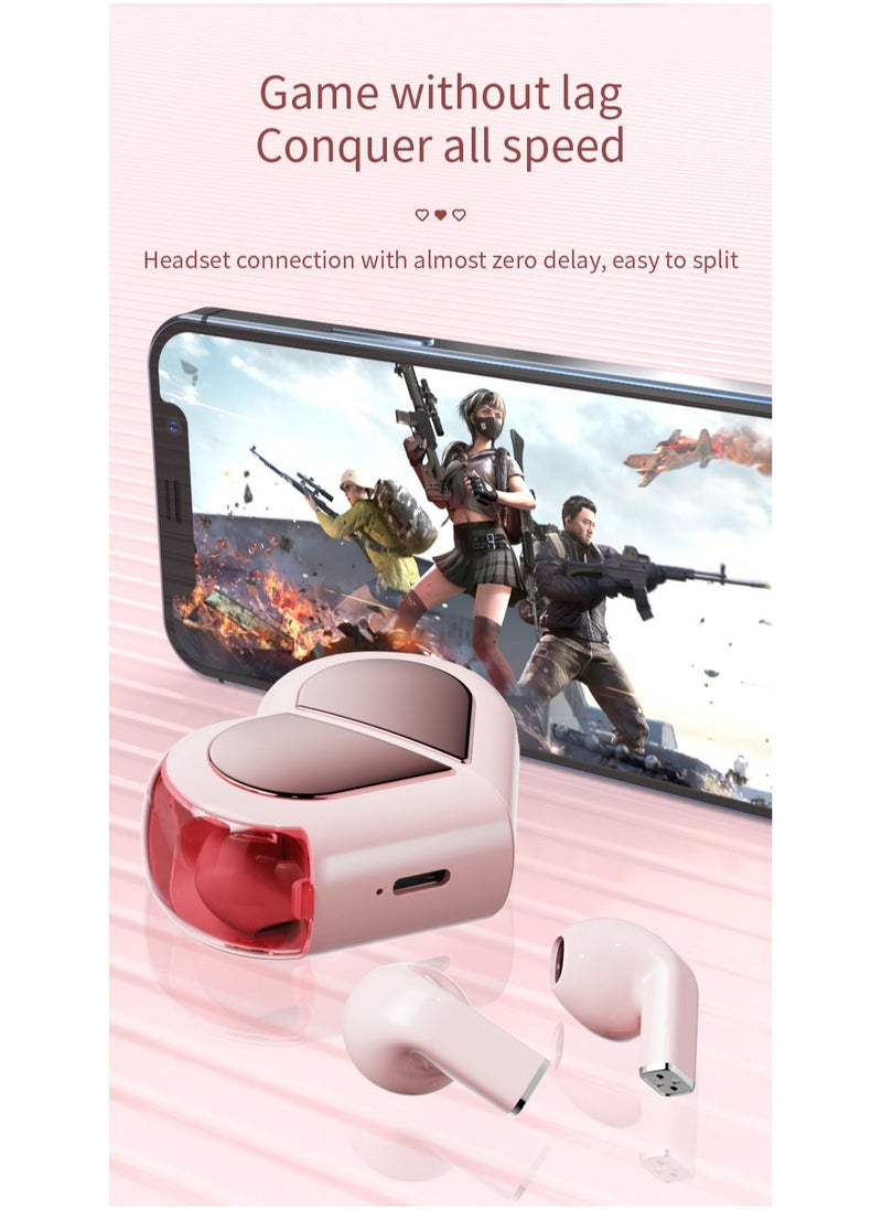 Wireless Rotatable Bluetooth Headset，Wireless Sports Love Couple Headphones TWS 5.3 with Heart Shape, Square Row, Two Shapes Arbitrarily Switch
