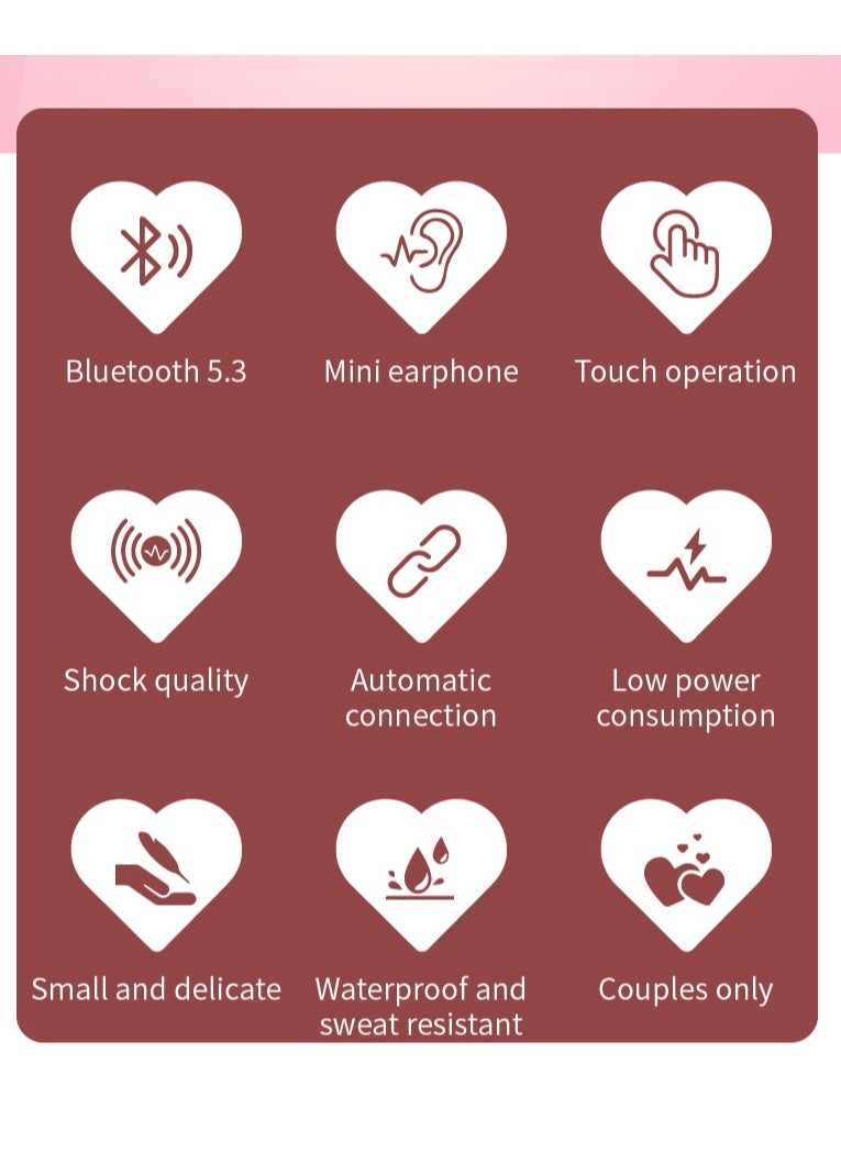 Wireless Rotatable Bluetooth Headset，Wireless Sports Love Couple Headphones TWS 5.3 with Heart Shape, Square Row, Two Shapes Arbitrarily Switch