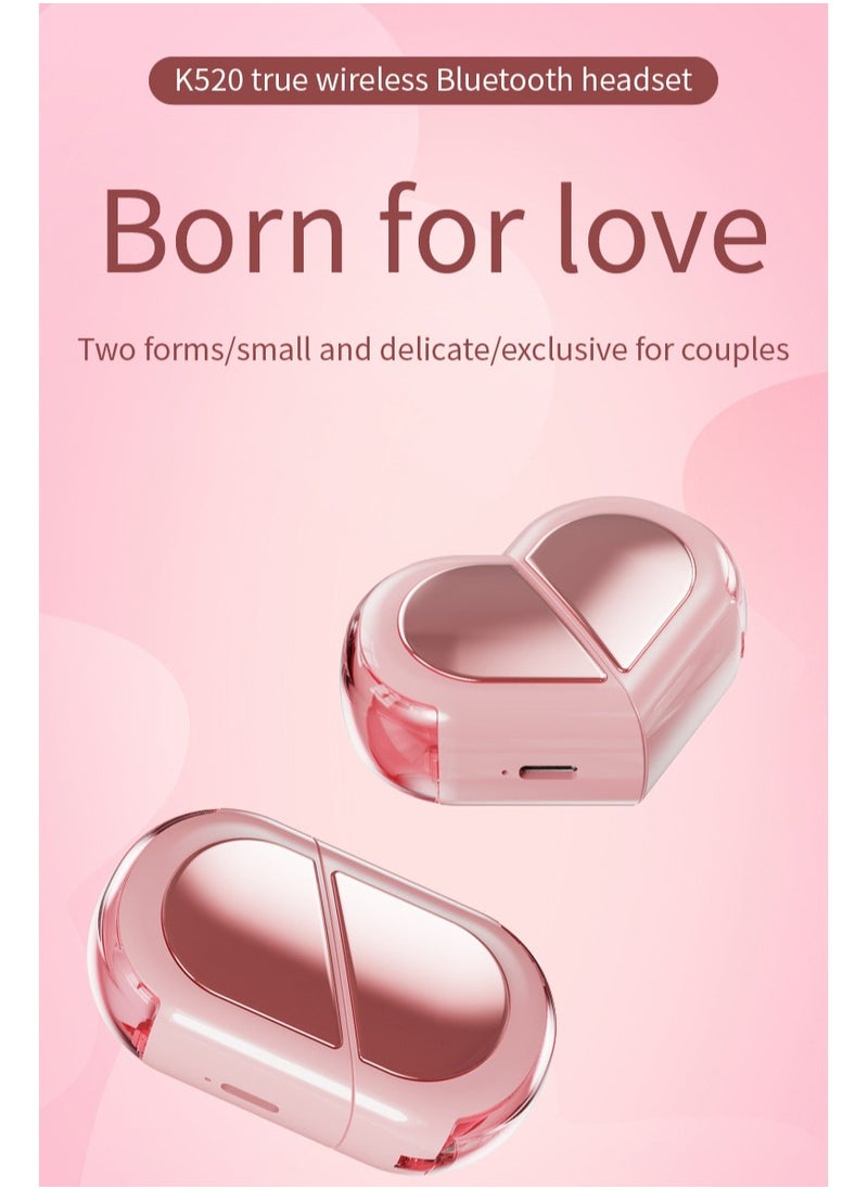 Wireless Rotatable Bluetooth Headset，Wireless Sports Love Couple Headphones TWS 5.3 with Heart Shape, Square Row, Two Shapes Arbitrarily Switch