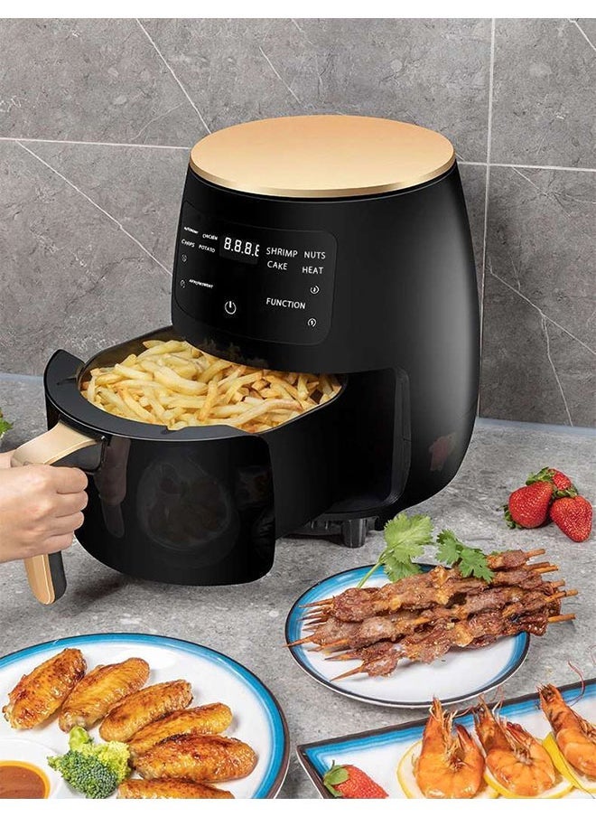 6L Smart Air Fryer,2400 Watts,Digital Control Panel Display,10 Preset Programs with Built-In Preheat for Cooking French Fries/Cakes/Tarts(Black)