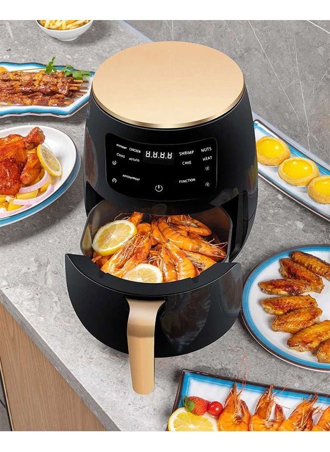 6L Smart Air Fryer,2400 Watts,Digital Control Panel Display,10 Preset Programs with Built-In Preheat for Cooking French Fries/Cakes/Tarts(Black)