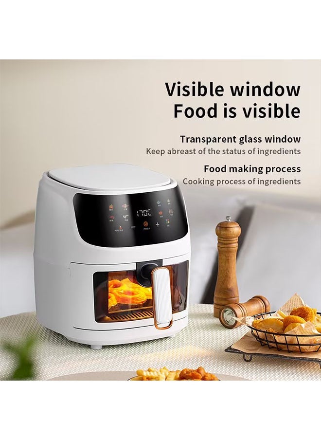 Air Fryer,8 Liter Capacity,Multi-functional Cooking Function,Smart Touch Control,Precise Temperature Control,Suitable for Dessert/Fries/Chicken(White)