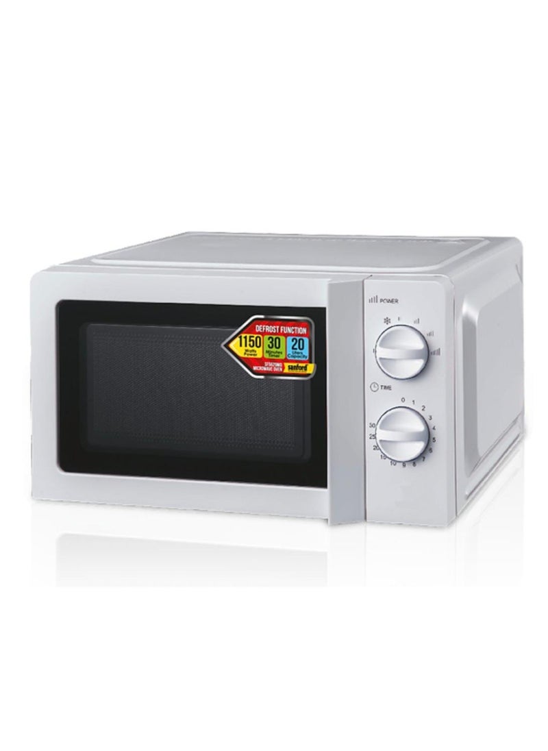 Microwave Oven with 20L Capacity 1150W  30 Minute Timer & 6 Power Levels for Efficient Cooking – Perfect for Home, Office & Quick Meals
