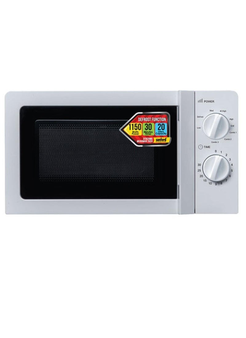 Microwave Oven with 20L Capacity 1150W  30 Minute Timer & 6 Power Levels for Efficient Cooking – Perfect for Home, Office & Quick Meals
