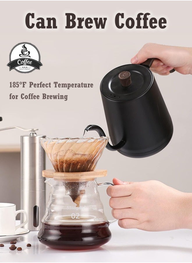 Electric Gooseneck Kettle，1000w Eletcric Water Kettle With Temperature Control，0.8l Tea Coffee Kettle Pot Fast Boiling, 304 Stainless Steel, Constant Temperature