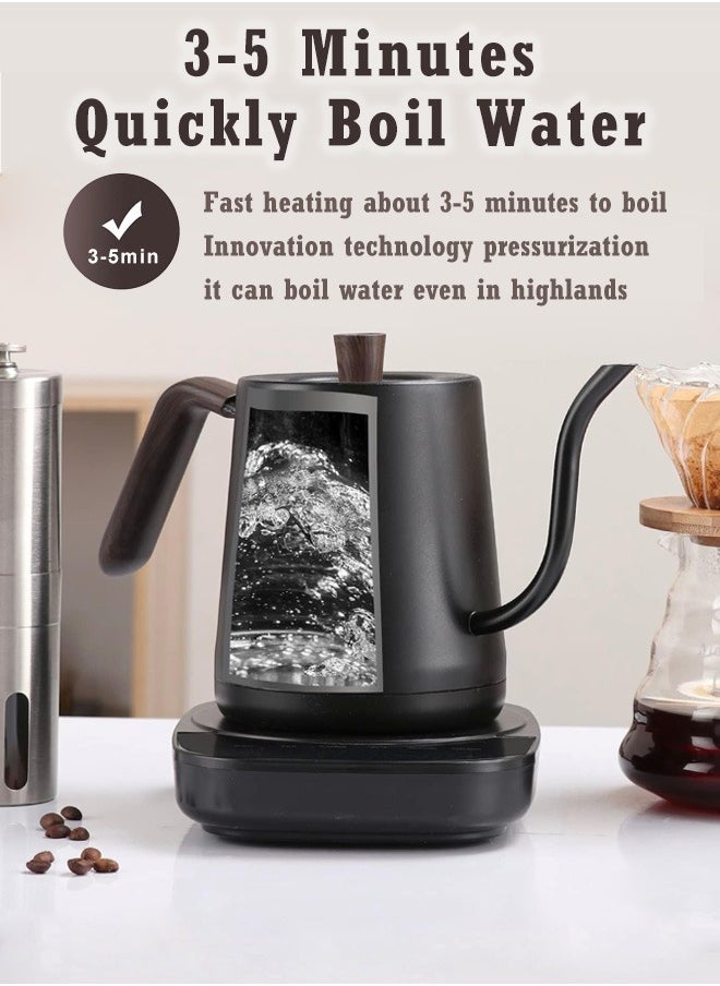 Electric Gooseneck Kettle，1000w Eletcric Water Kettle With Temperature Control，0.8l Tea Coffee Kettle Pot Fast Boiling, 304 Stainless Steel, Constant Temperature