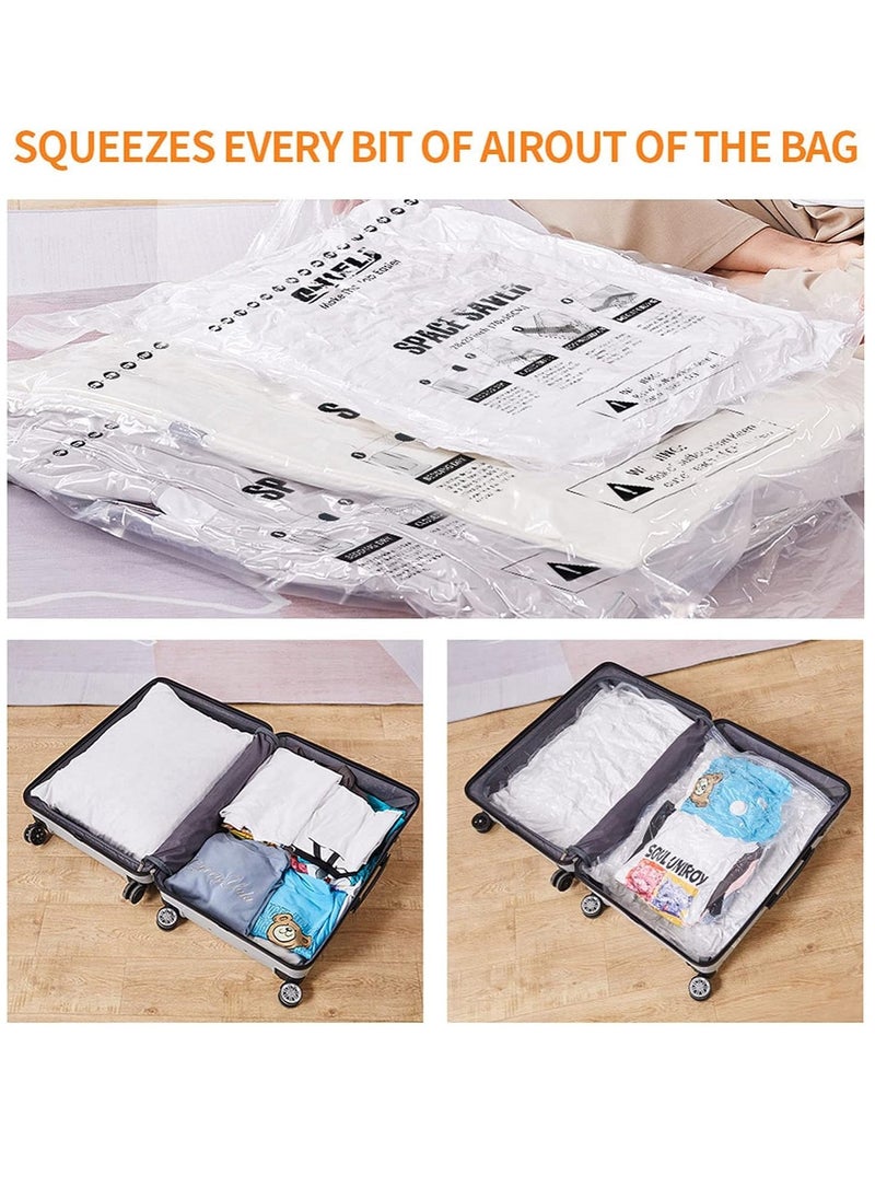 Vacuum Storage Bags, Space Saver Premium Sealer Bags with Hand Pump,6 Pcs 80x60cm Vacuum Compression Bags for Clothes Duvets Blankets Pillows,Transparent