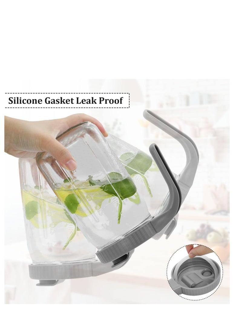 2Pcs  Jar Lids with Handle Reusable Lids for  Jars Plastic Wide Mouth  Jar Lids with Pour Spout and Flip Cap Airtight  Leak-proof Seal Easy Pouring Spout for Drinking Food Storage