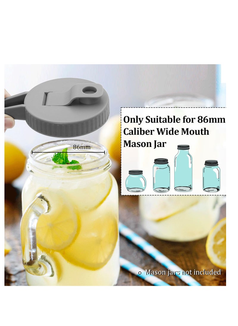 2Pcs  Jar Lids with Handle Reusable Lids for  Jars Plastic Wide Mouth  Jar Lids with Pour Spout and Flip Cap Airtight  Leak-proof Seal Easy Pouring Spout for Drinking Food Storage