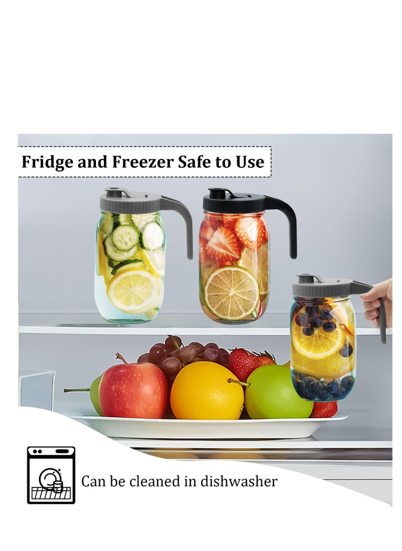 2Pcs  Jar Lids with Handle Reusable Lids for  Jars Plastic Wide Mouth  Jar Lids with Pour Spout and Flip Cap Airtight  Leak-proof Seal Easy Pouring Spout for Drinking Food Storage