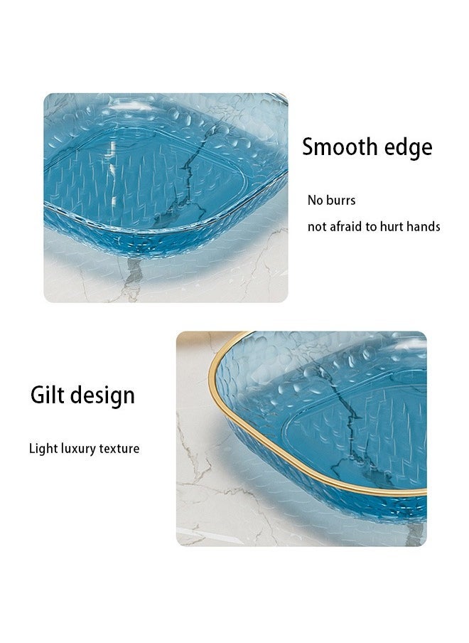 Set of 8 Dessert Plates 6 Inch, Pinch Bowls for Cooking Prep, Reusable Plastic Plates with Gold Trim & Raised Edge, Small Plates for Appetizers Salad Snack, Cocktail Sandwich Plates