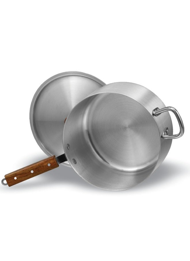 SONEX  Aluminum Saucepan Set – 3-Piece Cookware with Wooden Handle & Metal Finish, Dual Handles, Durable & Heat-Resistant, Dishwasher Safe, Ideal for Soups, Stews & Boiling – Large Sizes: 4L, 6L, 8L